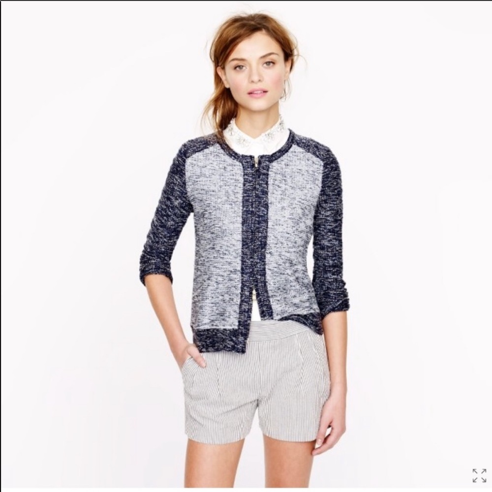 NWOT J.Crew Bouclé Colorblock Zip Sweater Jacket